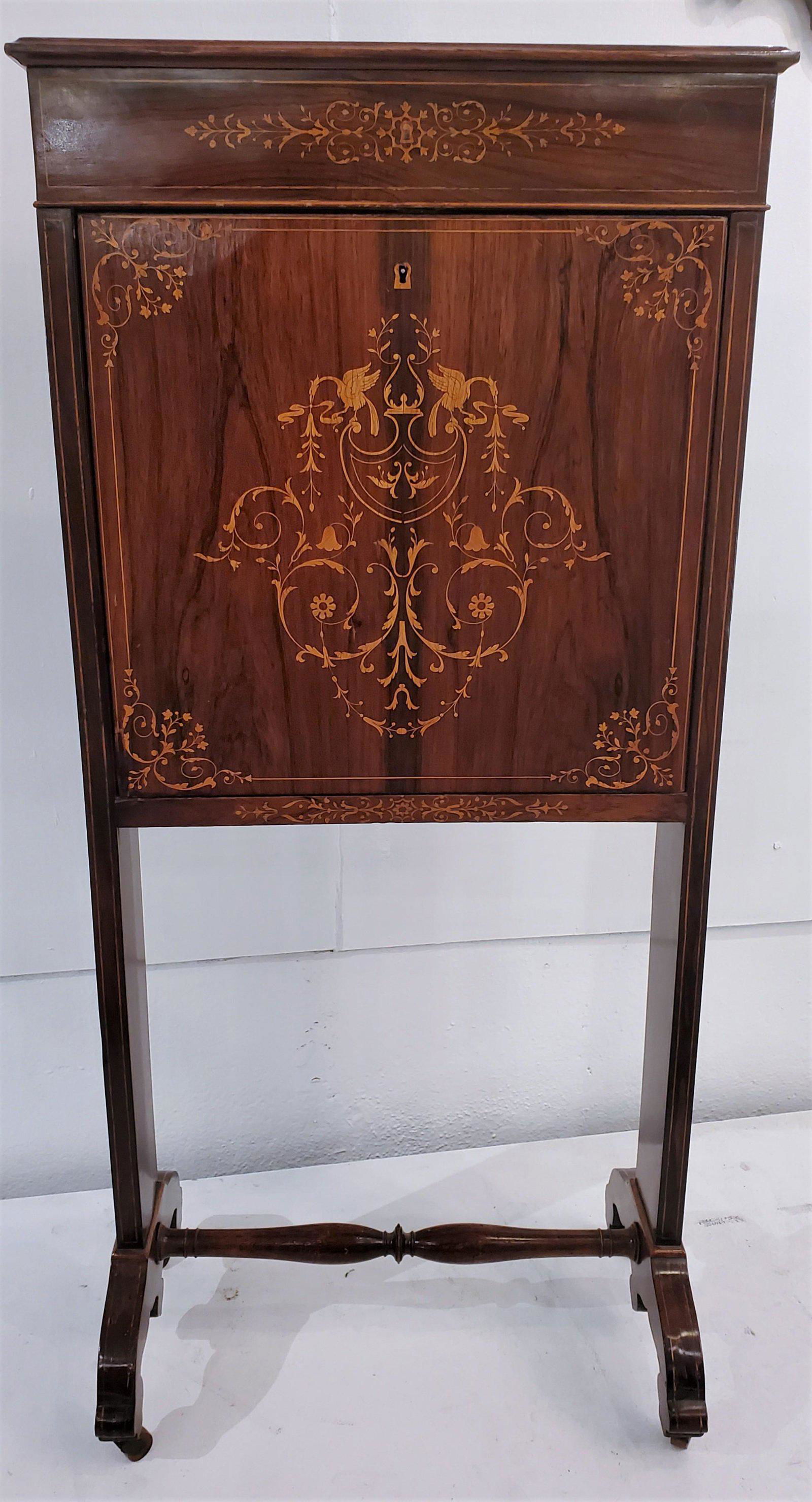 Antique English Standing Italian Inlay Side desk (1 of 9)