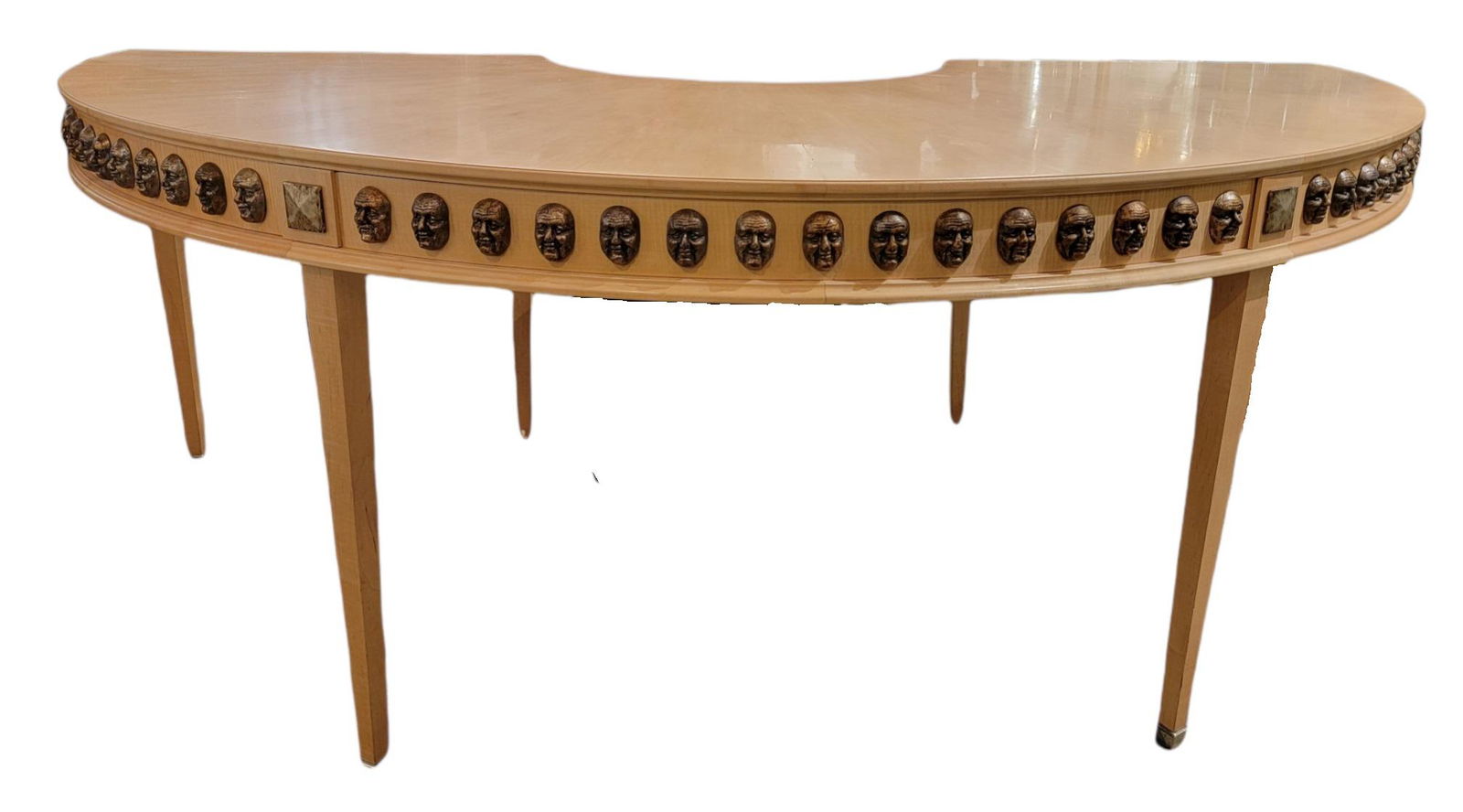 Contemporary Half Moon Desk With Sculptured Faces Feb 13, 2022