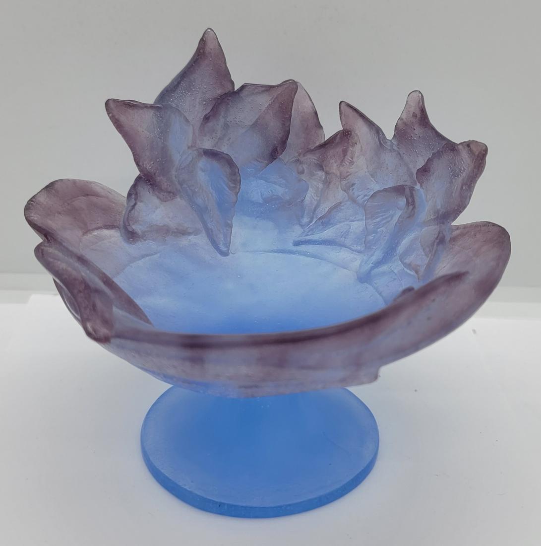 Daum Small Vintage Floral Pedestal Dish: Daum Small Vintage Floral Pedestal Dish