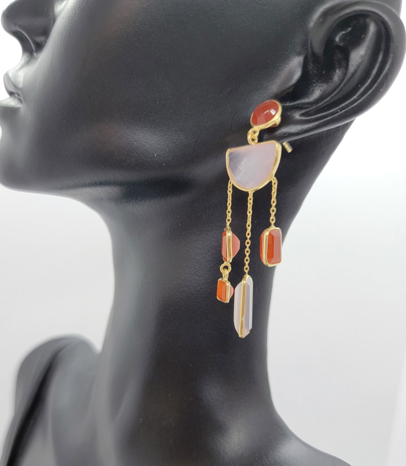 Italian Coral & Rock Crystal Earrings (1 of 4)
