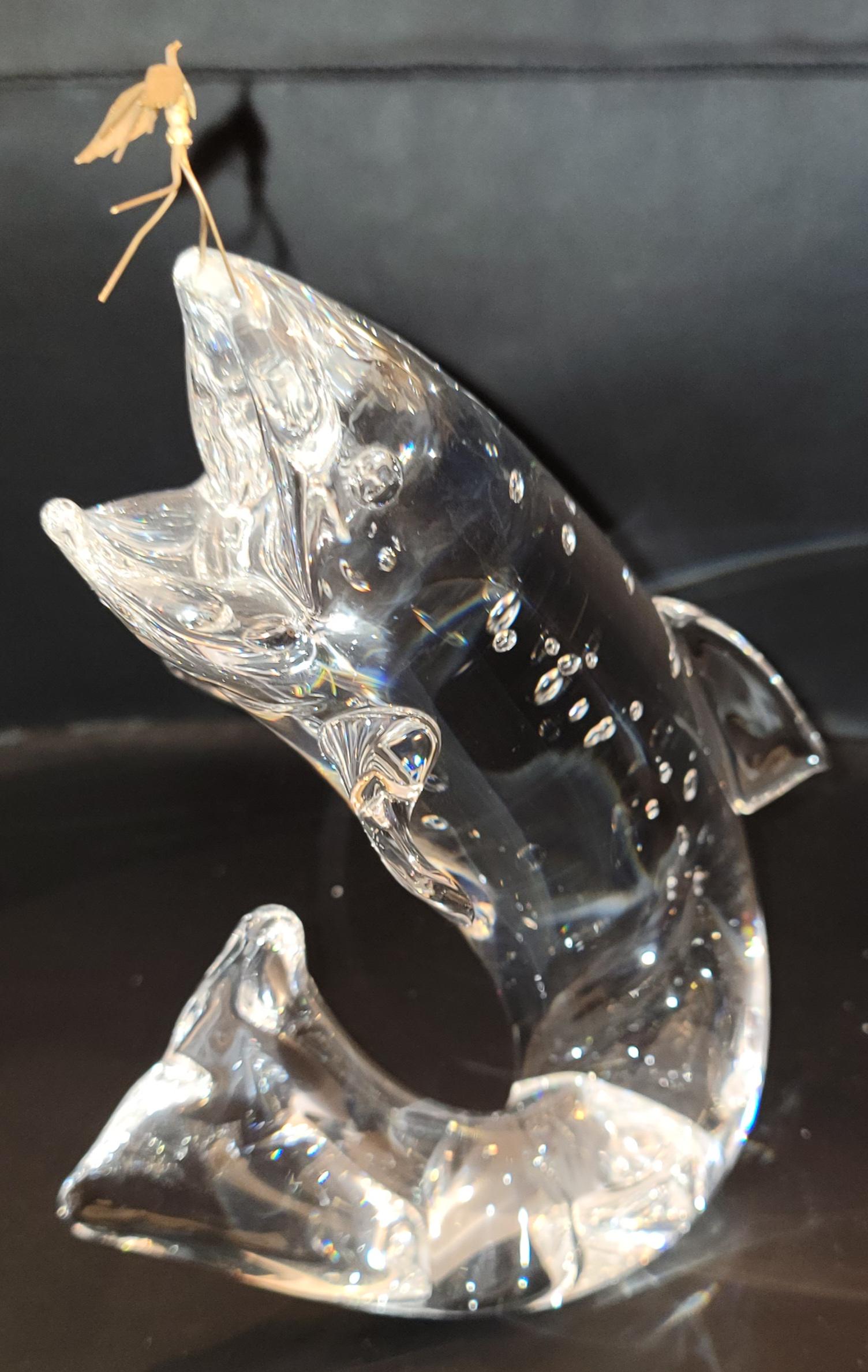 Steuben Crystal art glass by J Houston Trout 24k Gold Fly (1 of 9)