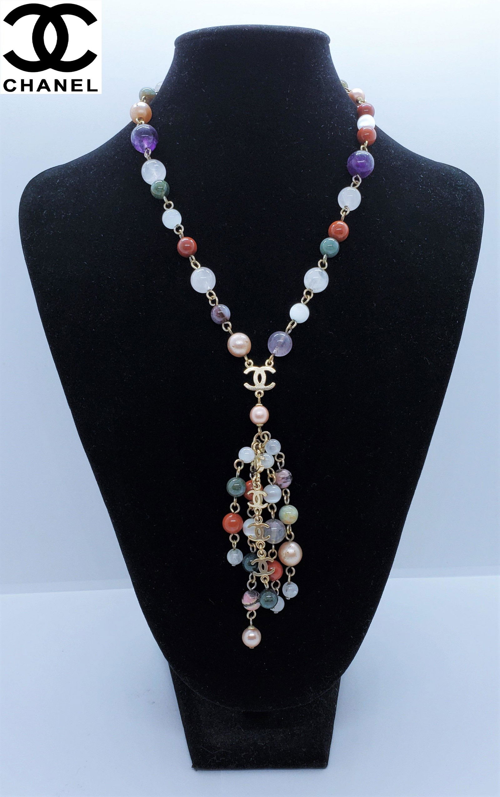 CHANEL Necklace AUTH Coco Logo chain Vintage Rare Color (1 of 7)