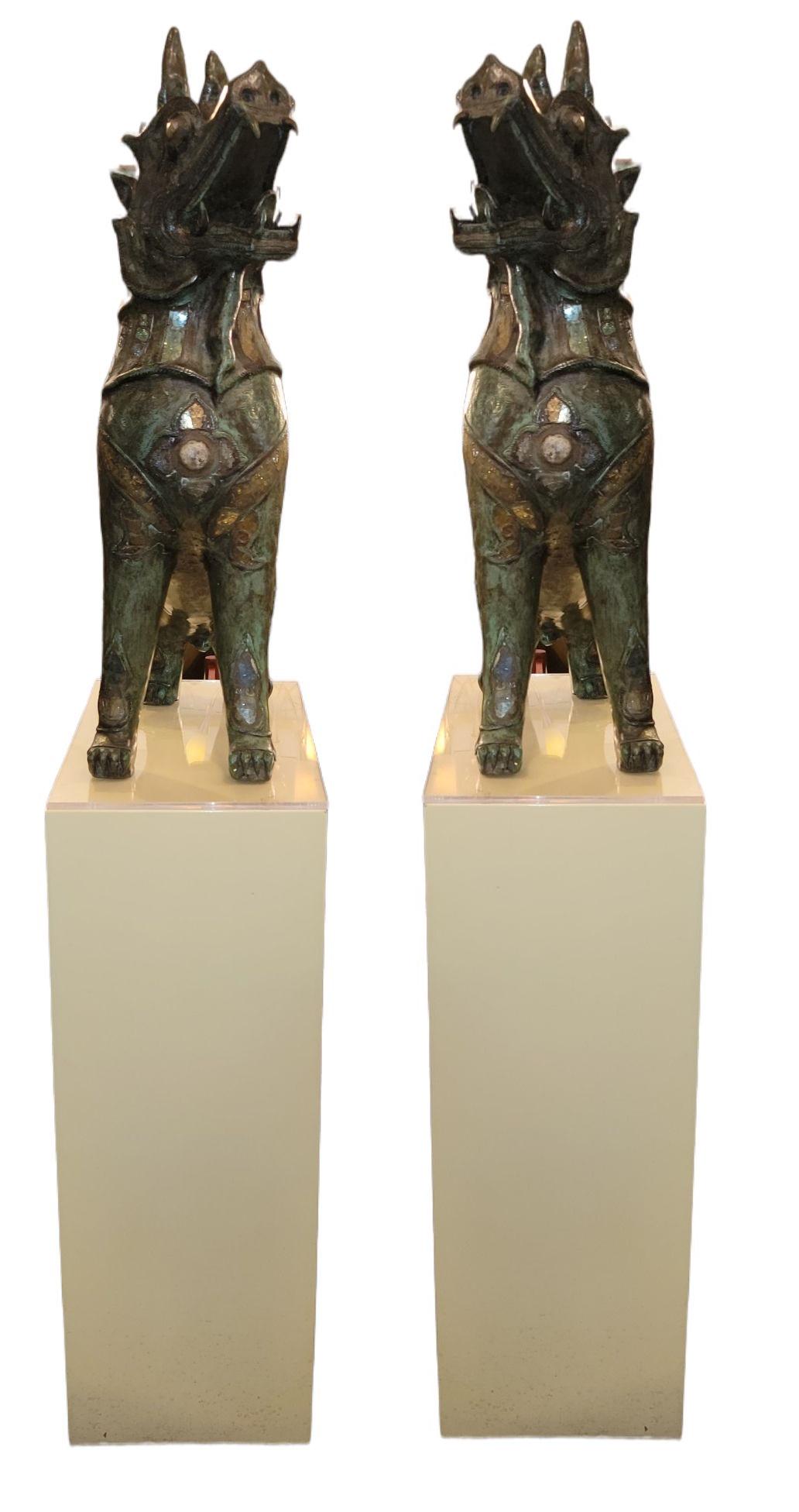 Pair of Vintage Phyllis Morris Decorated FooDogs: Pair of Vintage Phyllis Moris FooDogs 24 wide x 33 high x 11 deep