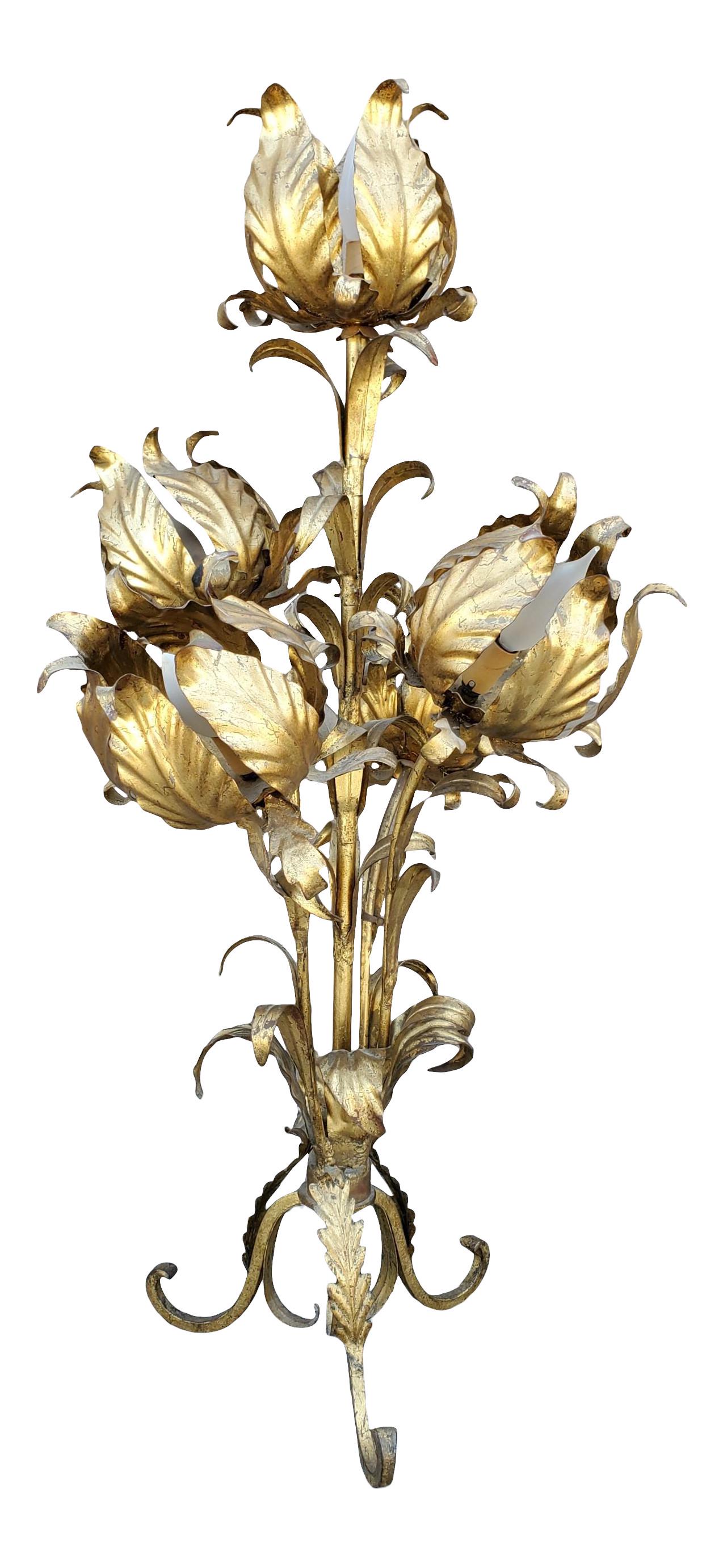 Italian 30s Floaral Brass Lamp: Italian 30s Floaral Brass Lamp 20 x 22 x 36