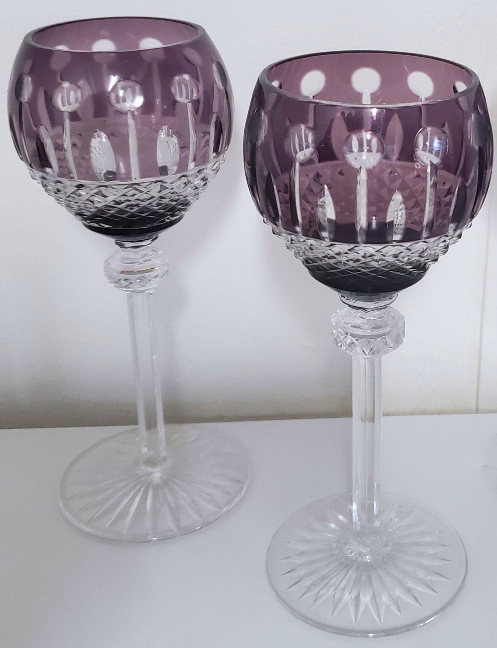 Set of two  Hand Cut bohemian Cut Crystal Glass Cups (1 of 6)