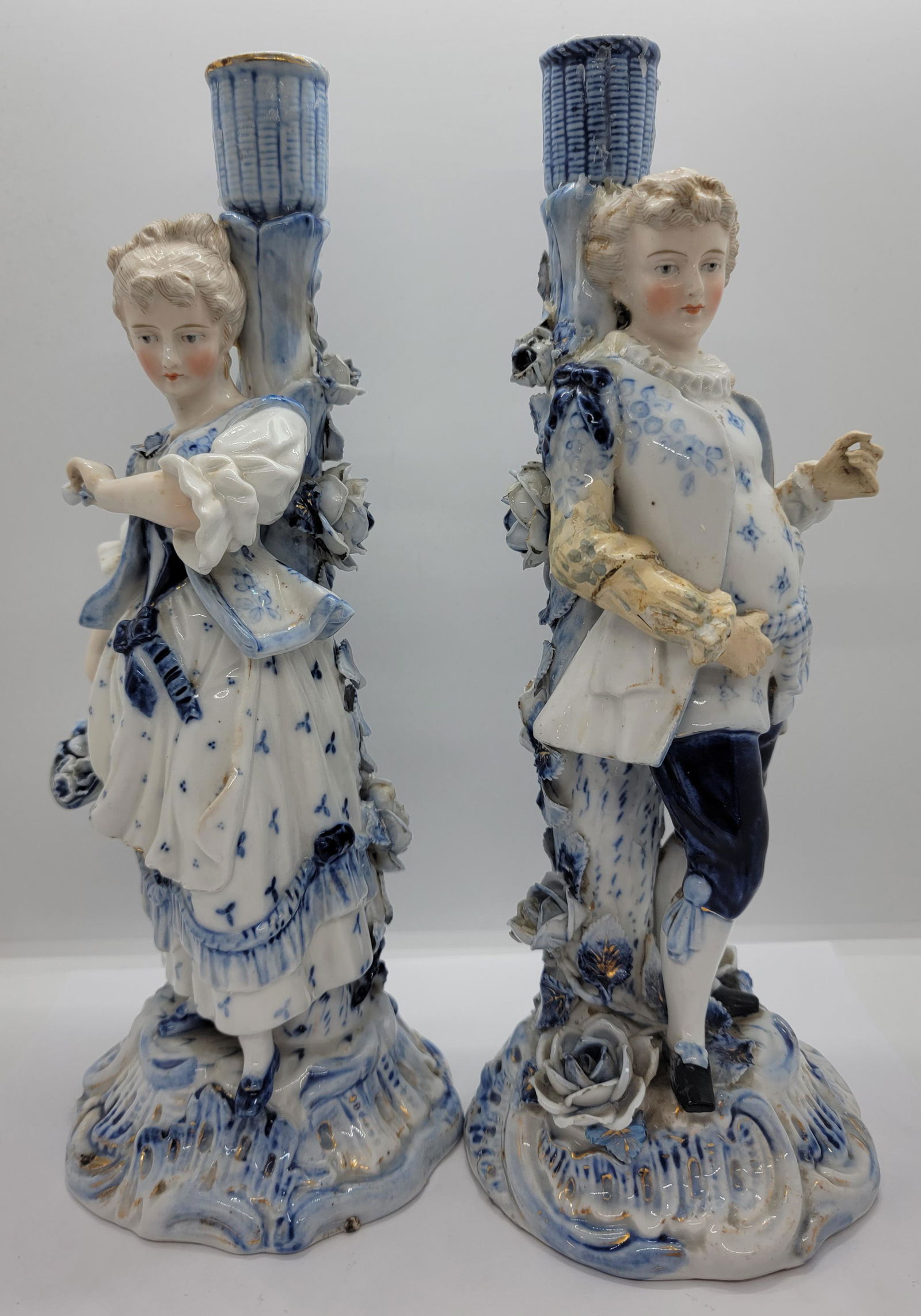 Pair Antique Dresden Porcalain Candlesticks (1 of 9)
