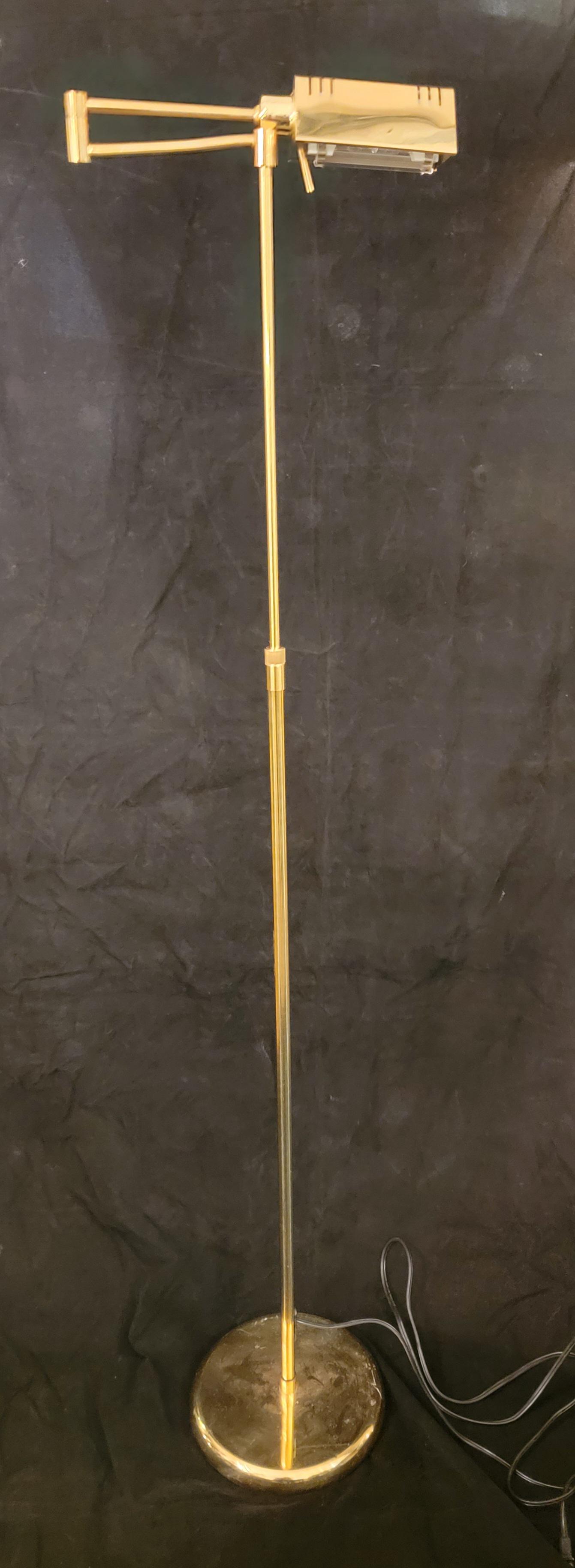 Adjustable Mid century Brass Floor Lamp by George Kovacs: Adjustable Mid century Brass reading Light by George Kovacs approximatley 56 high x 21 diameter