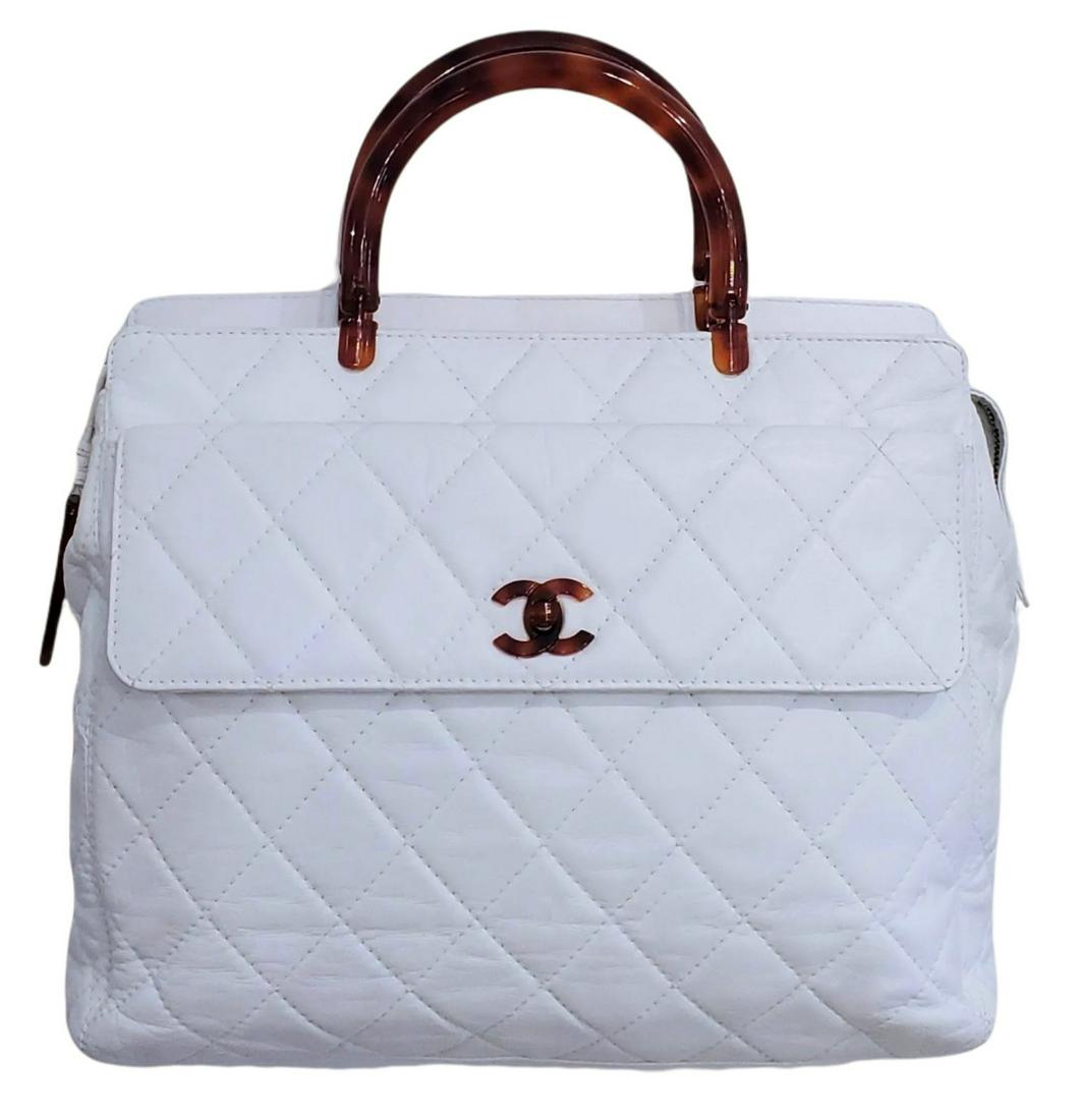 Authentic Chanel Vintage Tortoise Resin Top Handle Bag (1 of 10)