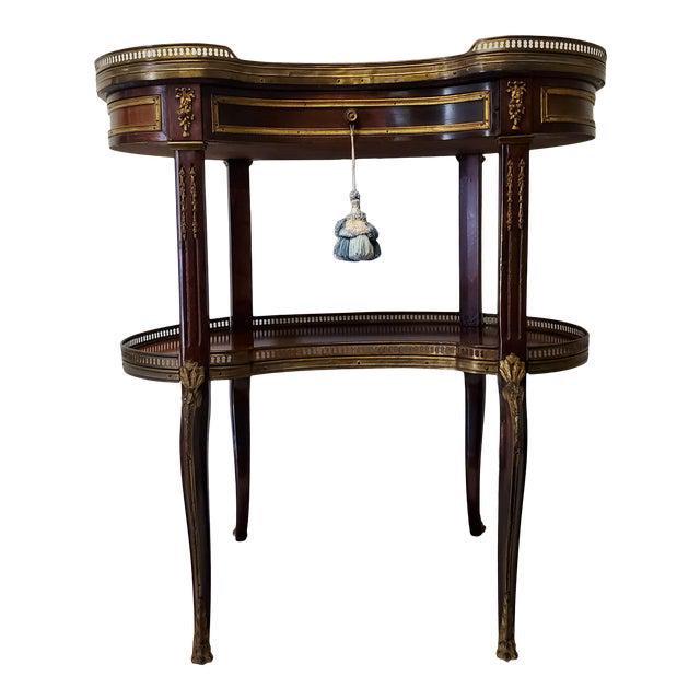 Antique French Wood and Ormolu Metal Kidney Table (1 of 9)