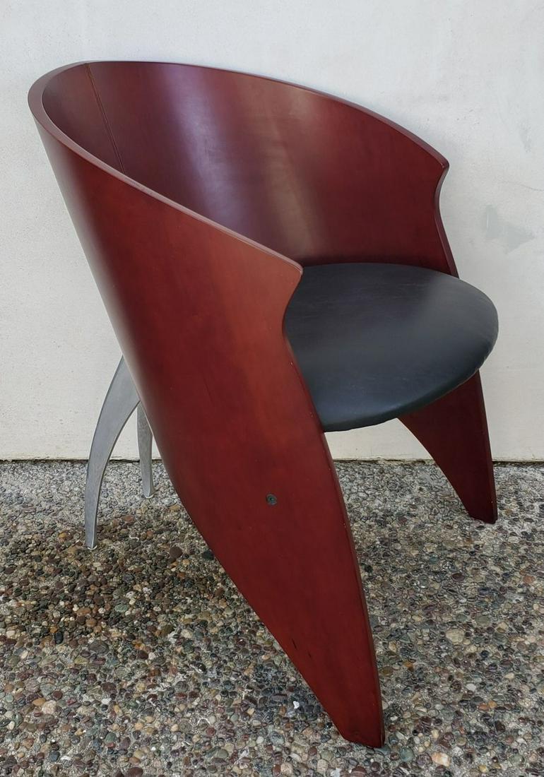 Italian Pair of Black Leather Seat Arm Chairs (1 of 3)