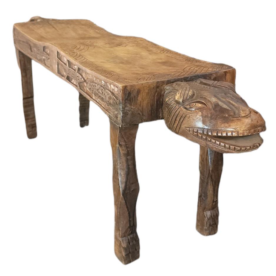 Primitive Hand Carved Bench (1 of 5)