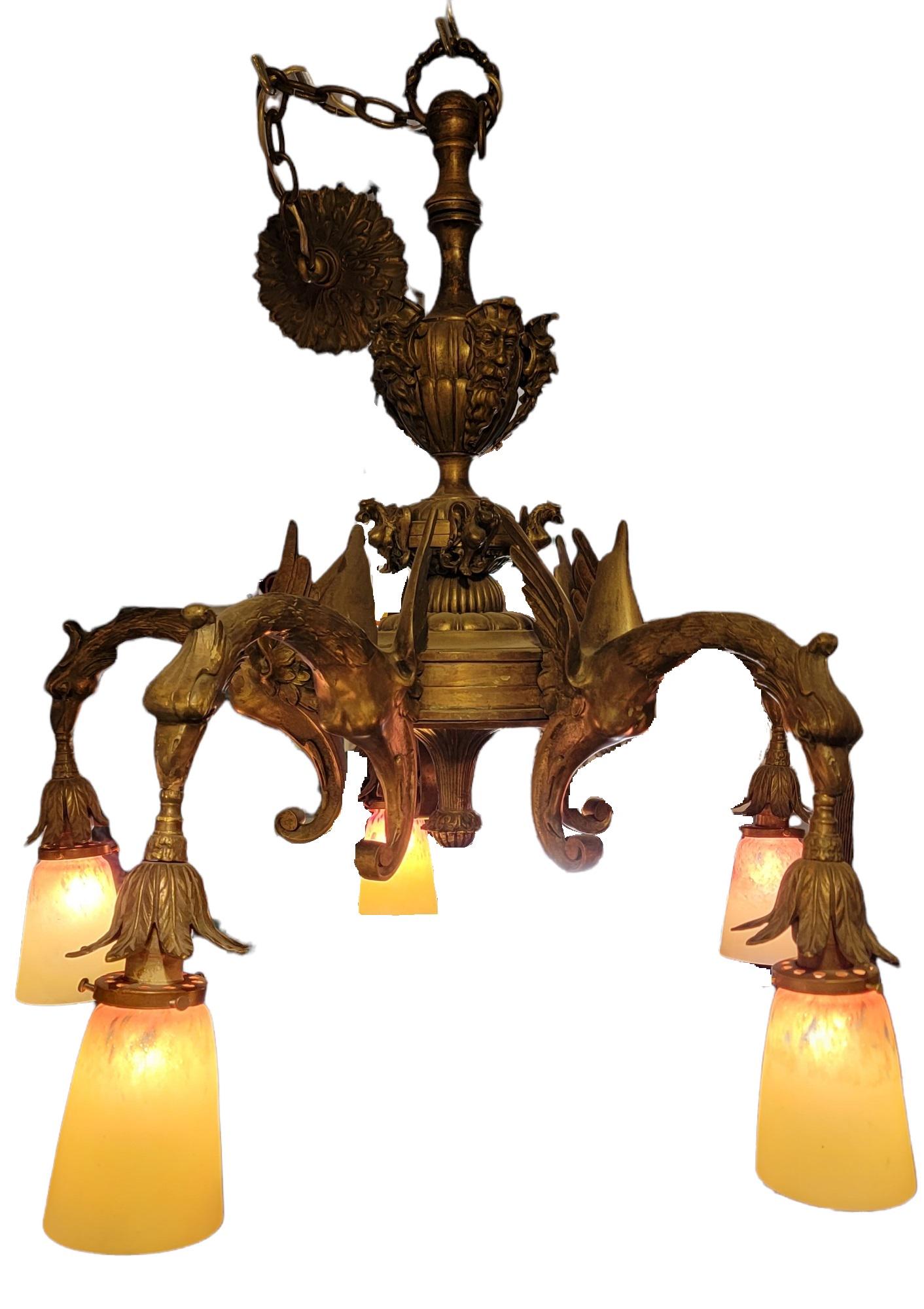 Antique Bronze French  5 Light Chandelier (1 of 9)