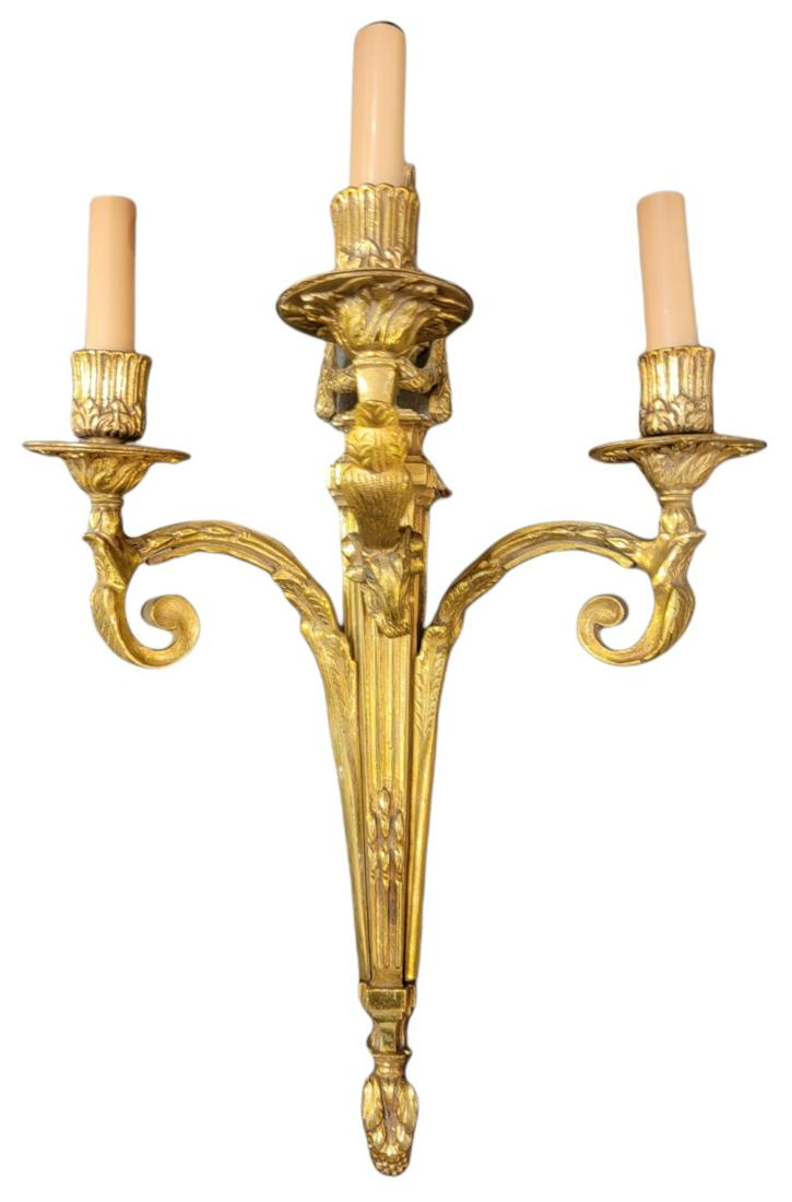 19thc French Bronze 3 Light Sconce (1 of 4)