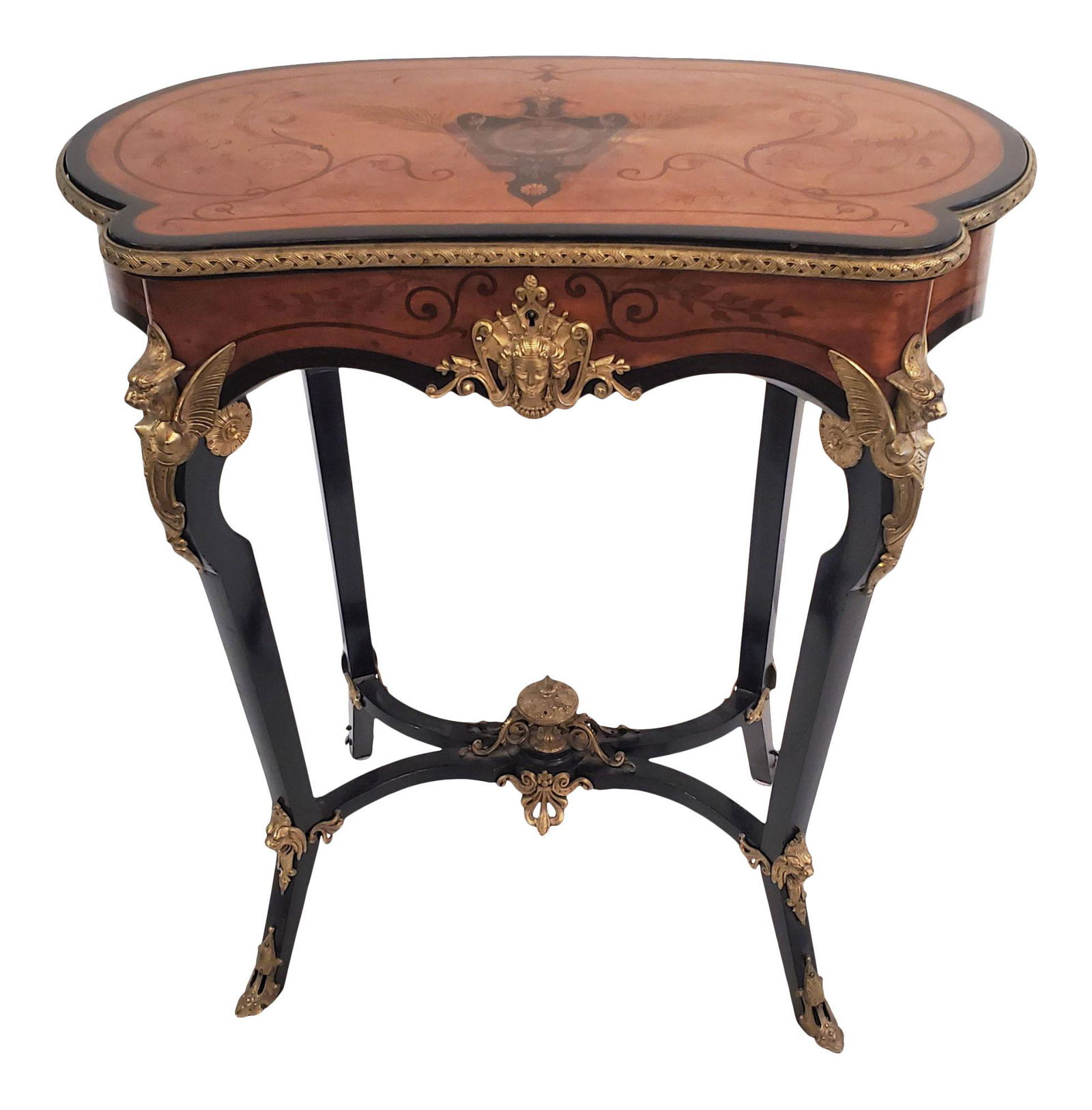 Antique 19thc Ferch Ormolu Inlaid vanity Table (1 of 9)