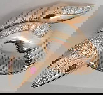 Italian 24kPlt Over Sterling Snake Ring Swarovski Crystals: Italian 24kPlt Over Sterling Snake Ring Swarovski Crystals