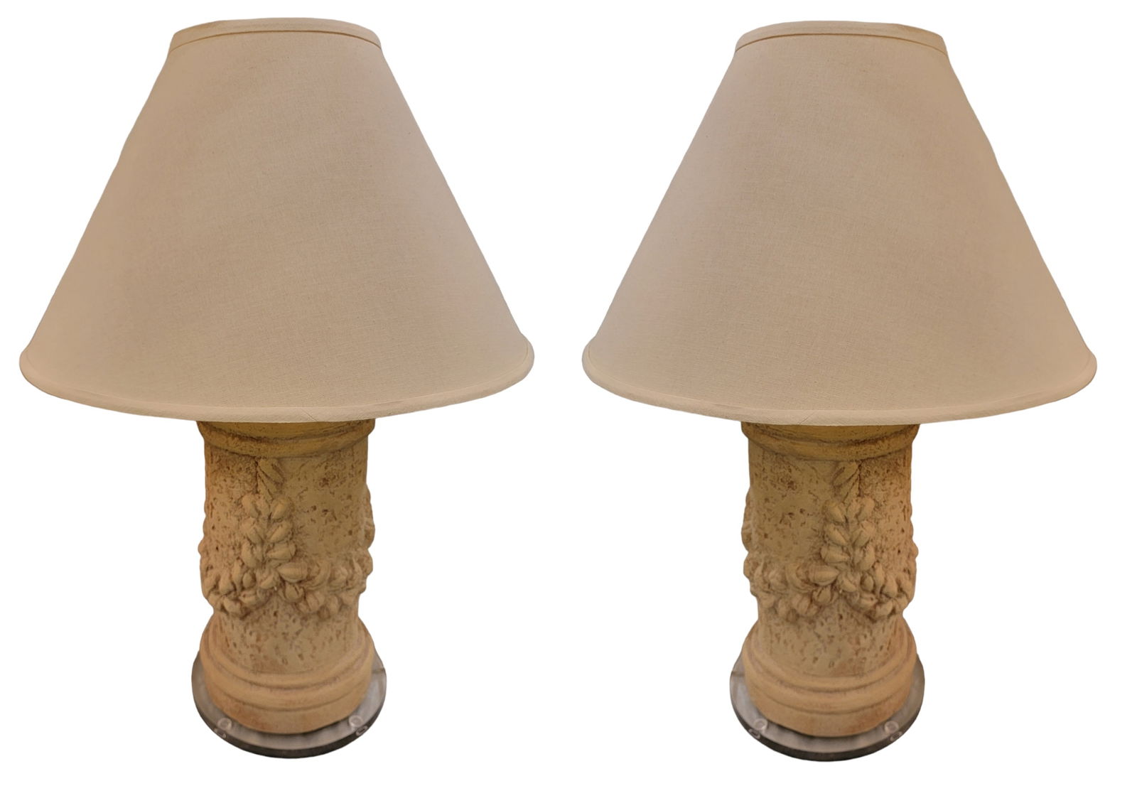 80s Porcelane Lucite Base Table Lamps With Linen Shades (1 of 9)