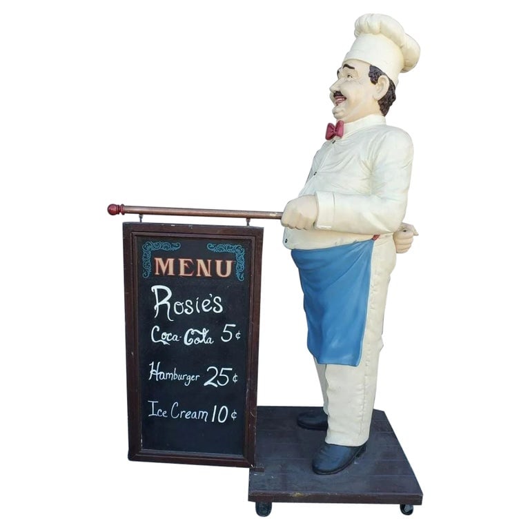 Life-size Chef With Menu Board Statue (1 of 9)