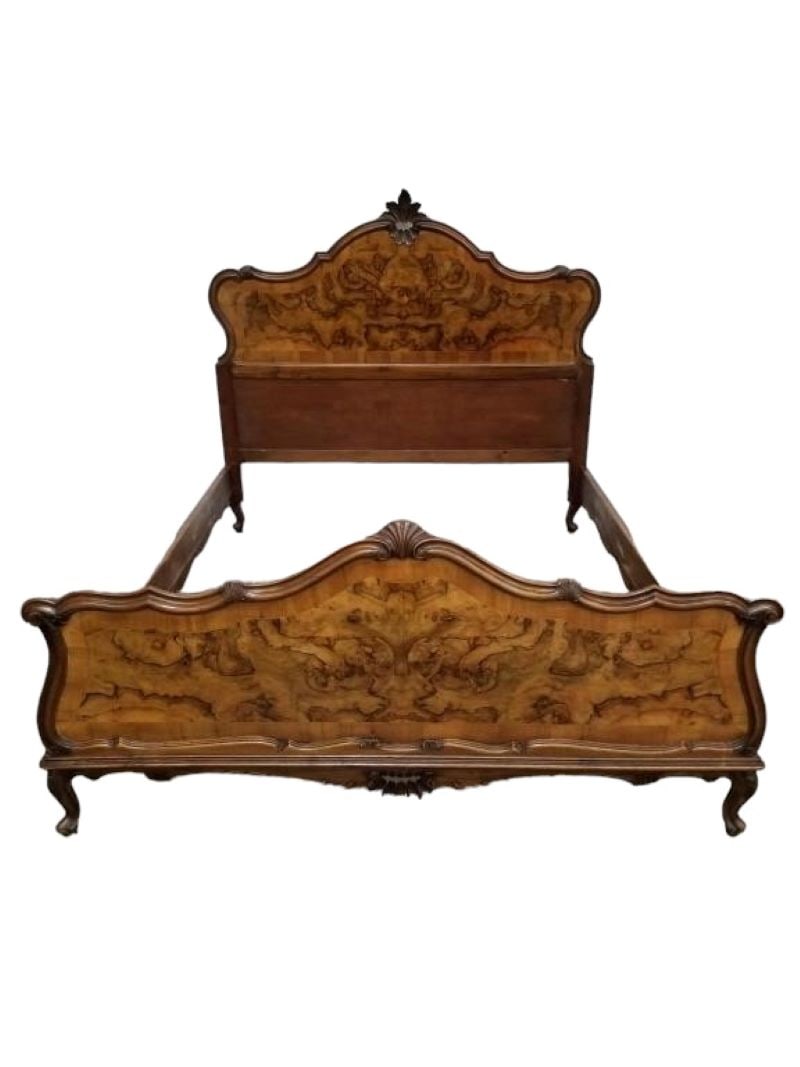 French Provincial Hand Carve Exotic Wood Queen Bed Frame (1 of 6)