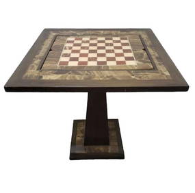 1960s Italian Inlaid Wood Multi Game Table With Roulette, Checkers/Chess,  Backgammon