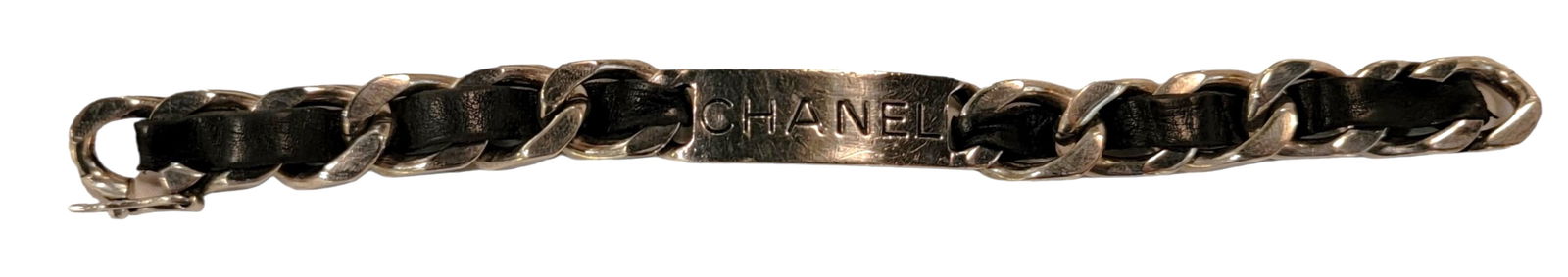 Chanel Silver and Leather Bracelet: Chanel Silver and Leather Bracelet