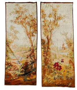 19thc French Aubusson Tapestry Estate of Jean Autry: wonderful 19th century Aubusson tapestry from the Estate of Jackie and Jean Autry. These Aubusson Tapestry or Curtains are in amazing shape. Wonderful wool and cotton over raw linen backing. Provide a