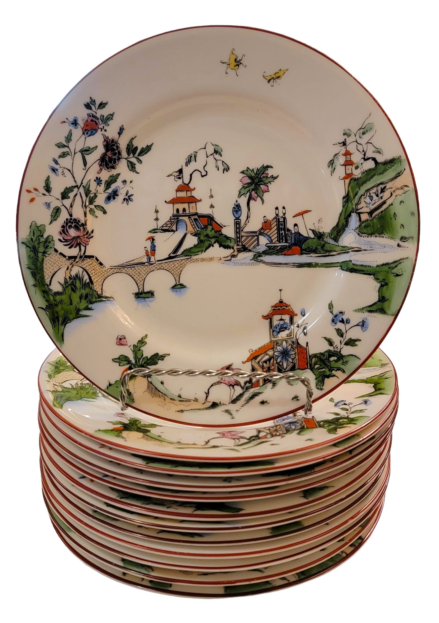 Royal Worcester England Chinoiserie Dinner Plates Set of 12 (1 of 3)