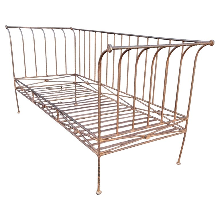 1920s Wrought Iron Director Style Daybed  Sofa (1 of 4)