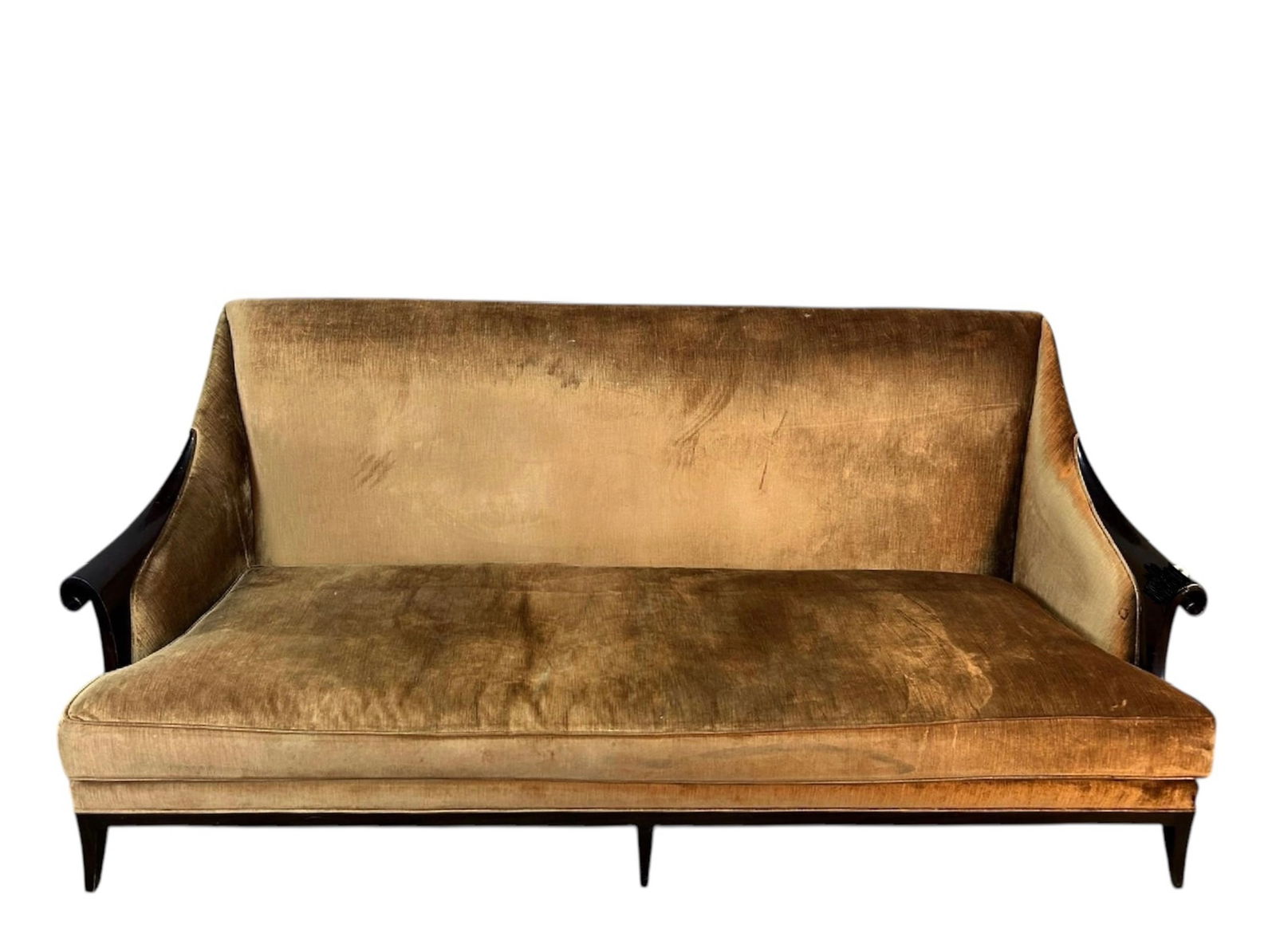 Christopher Guy Gold Velvet Scroll Arm Sofa Wear (1 of 4)