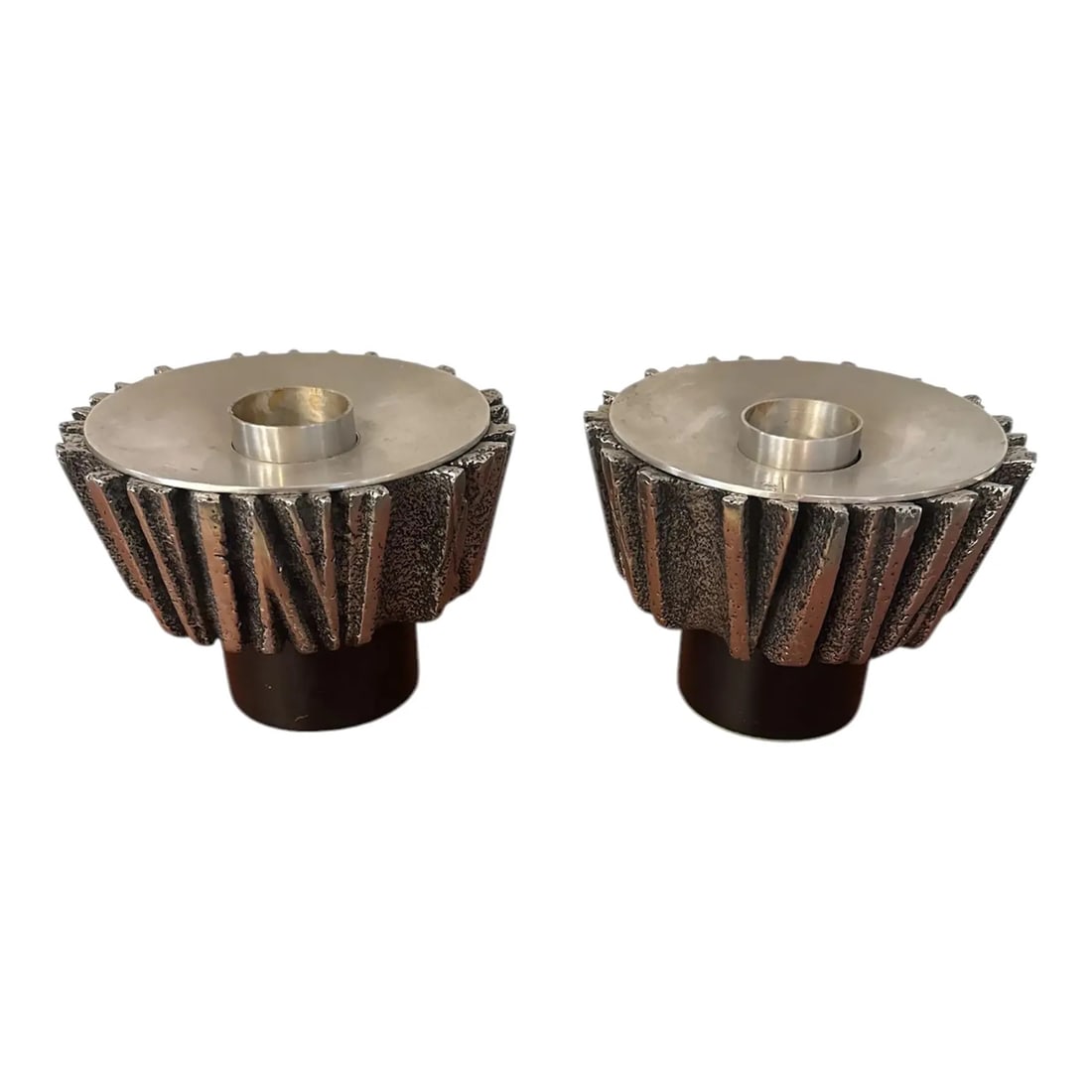 Pair of 1970s Decorative Brutalist Candle Holder Manner of Willy Ceysens (1 of 6)