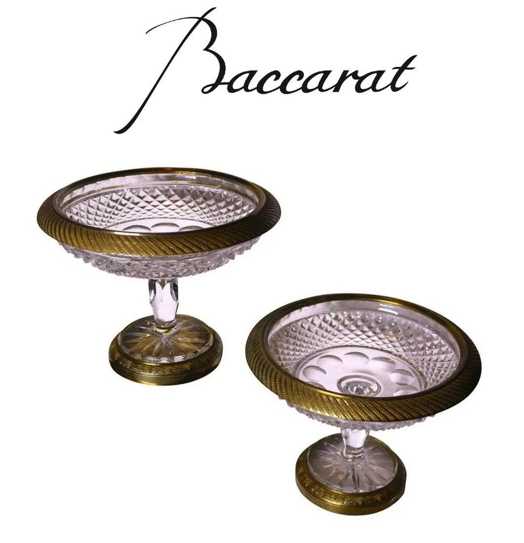 Pair of 19thc Ormolu mounted Crystal Cut Baccarat Candy Dish (1 of 2)