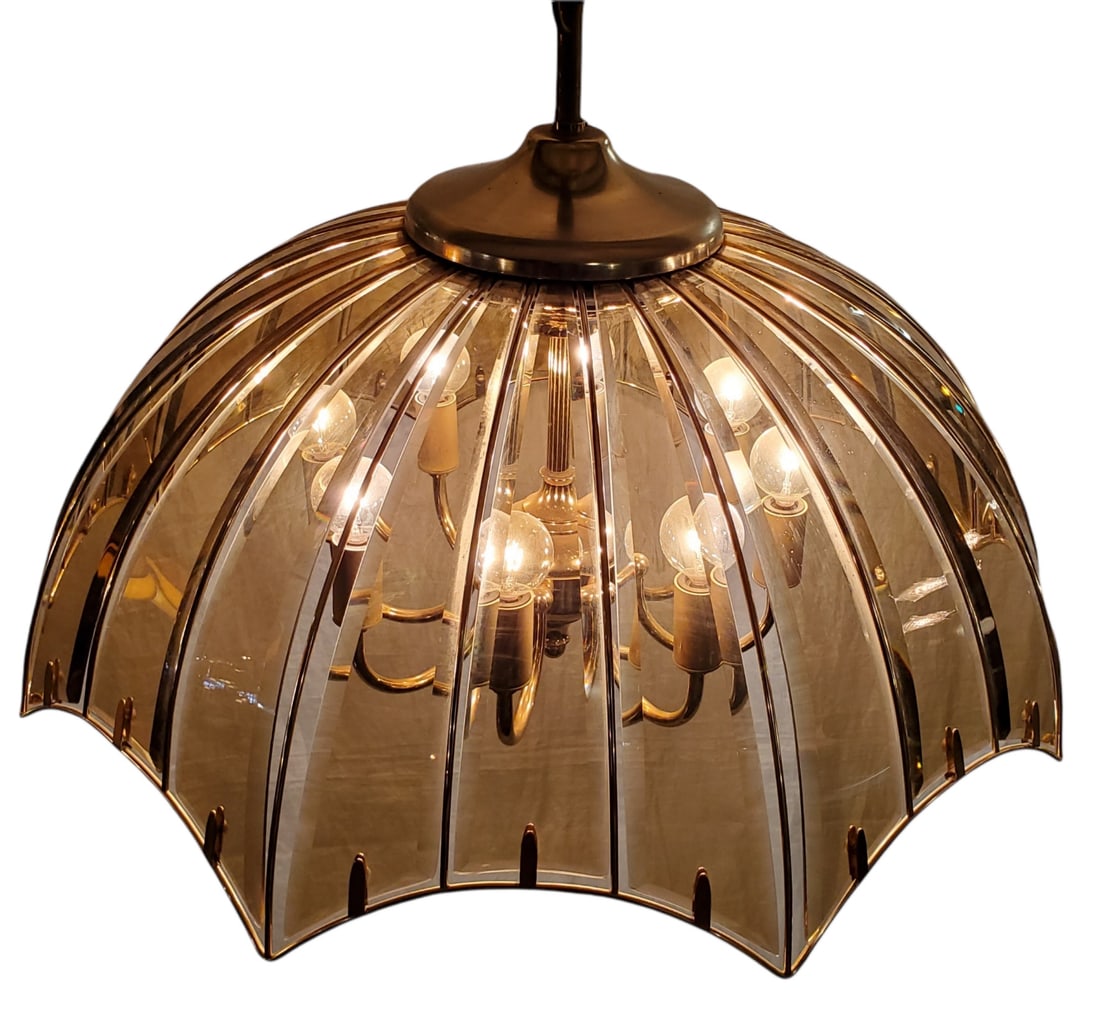 Fredrick Ramond Beveled Glass Chandelier: Fredrick Ramond Beveled Glass Chandelier