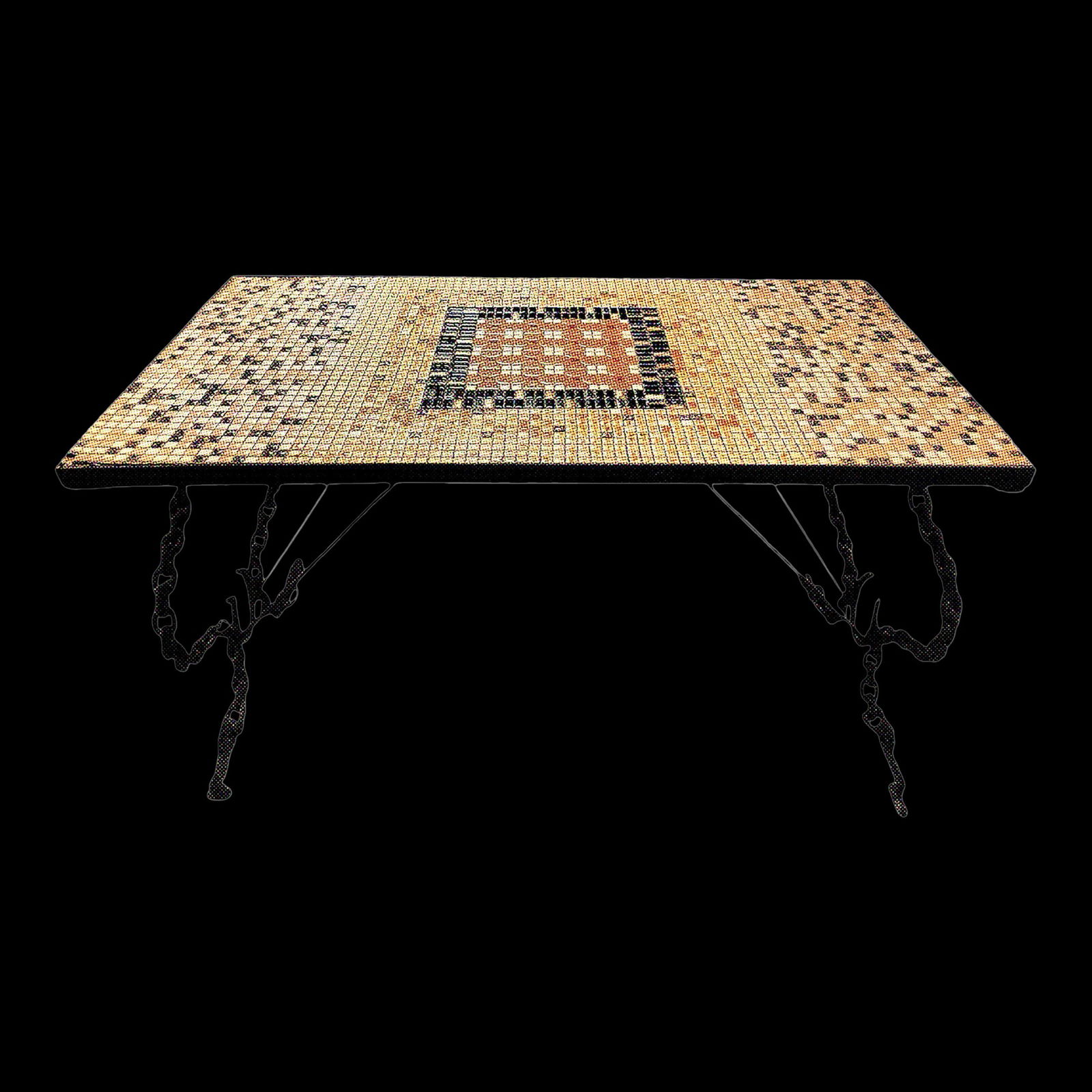 Antique Mosaics Sotted Chain Horseshoe Coffee Table (1 of 9)
