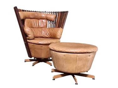 Pacific Green Armchair With Ottoman