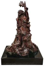 60s Hand Carved Statue Of a Buddha On Acrylic Base