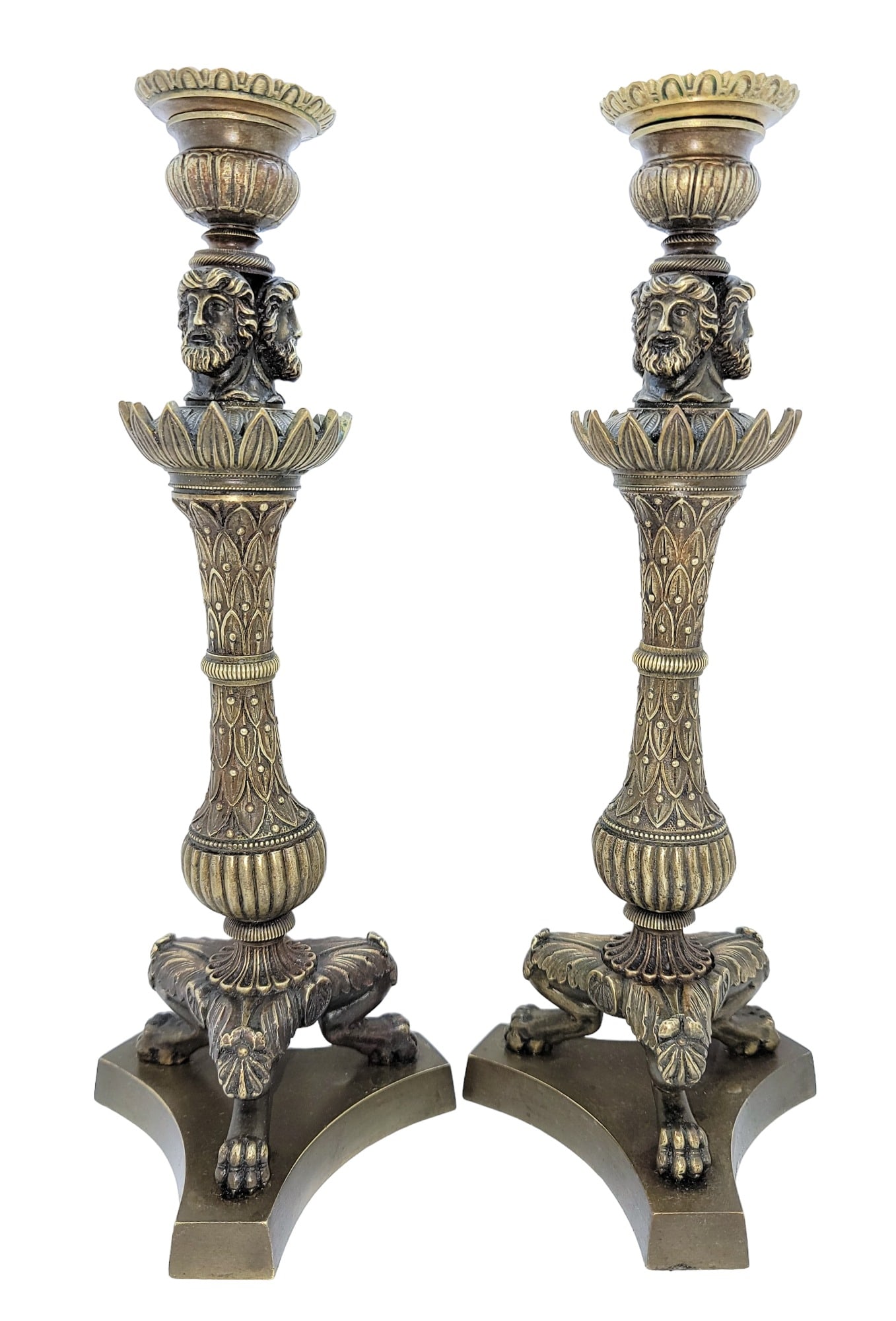Pair of Italian 19thc Bronze Candle Sticks (1 of 8)
