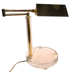 Mid Century modern French Brass and Lucite Table Lamp