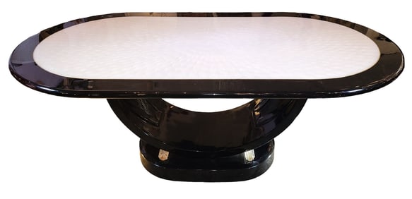 French Art Noveau Wood and Lucite Lacquered Table