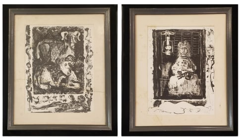 Antione Candid Lithograph Set of Two