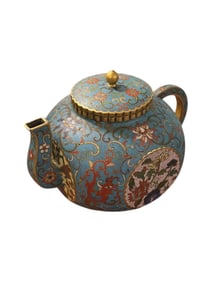 20th Century Chinese Cloisonné Nianqian Zhilong Brass Teapot