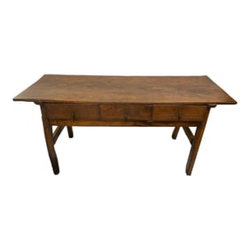 Early 18th Century Antique 3 Drawer Iron Handle Desk & Console