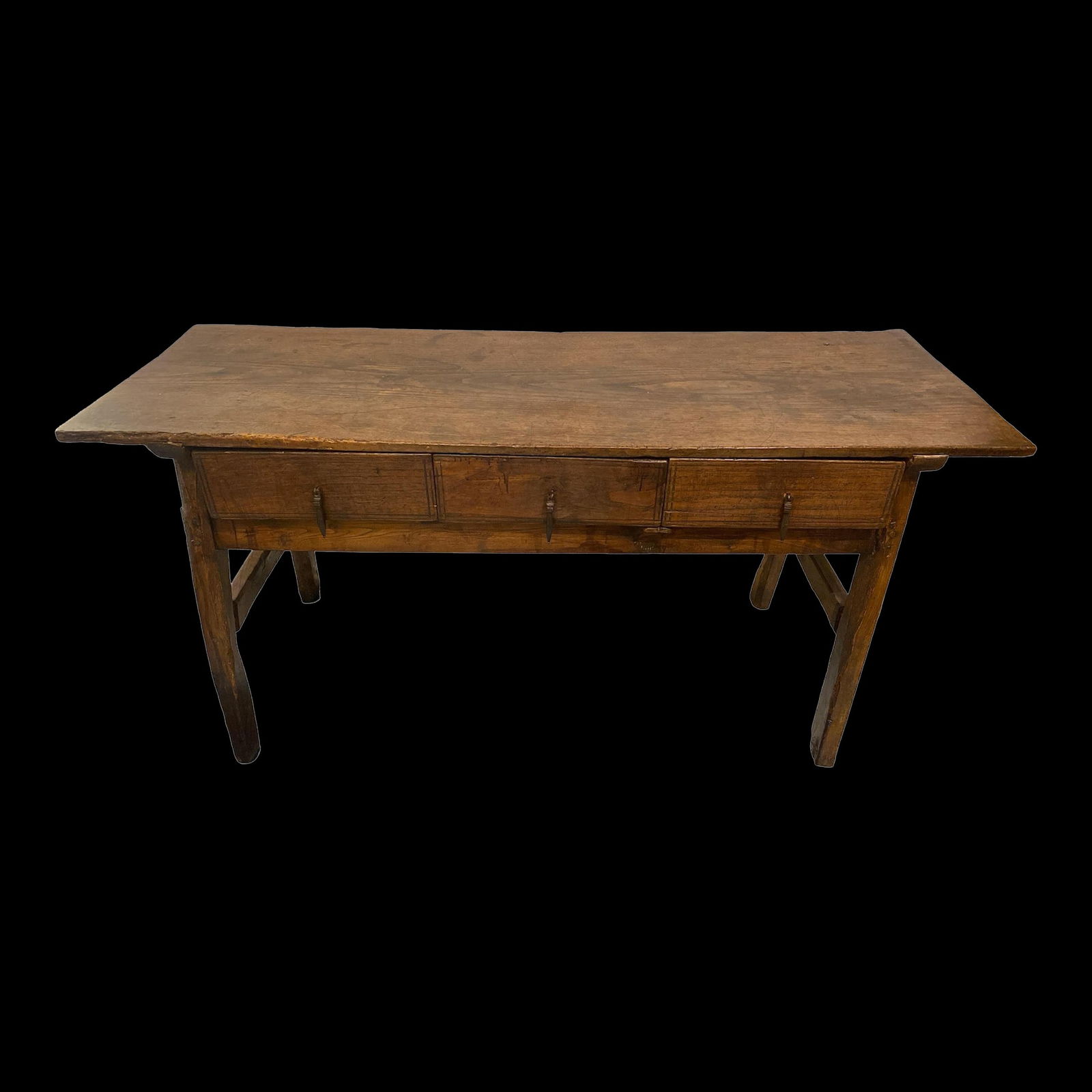 Early 18th Century Antique 3 Drawer Iron Handle Desk & Console (1 of 9)