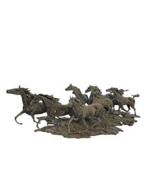 1960's Signed Group Bronze Horse Sculpture