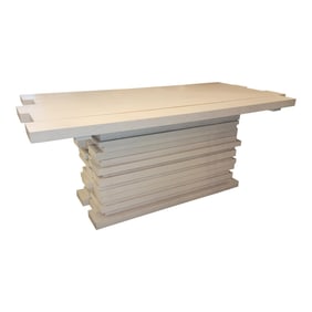 Wooden White Slat  Block Wood Table