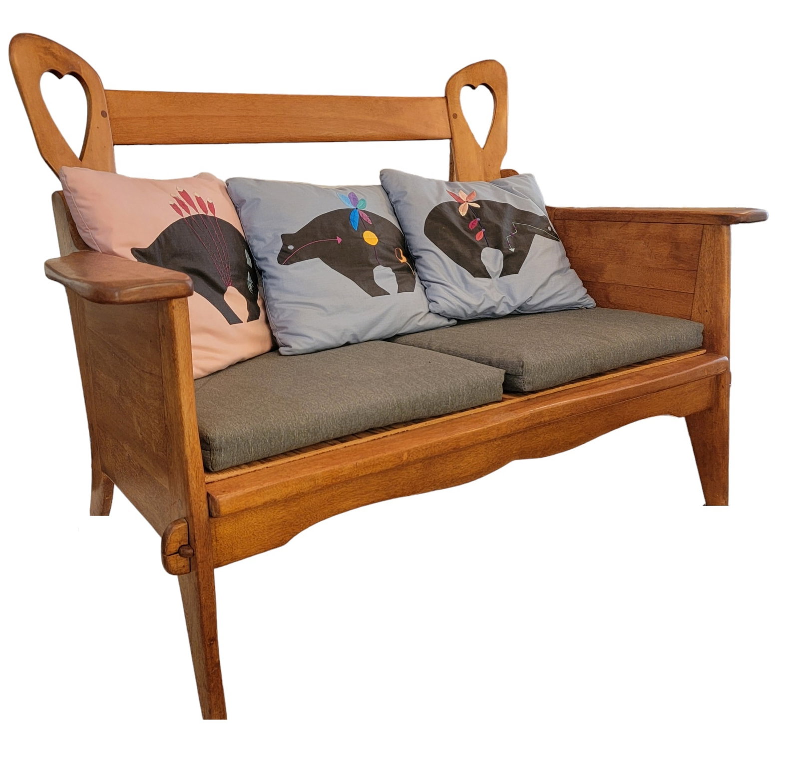 Wooden Dutch Belgian Vintage Heart Seat: Wooden Dutch Belgian Vintage Heart Seat. Hand made and put together with pegs. 50w x 26d x 35h x 16sh