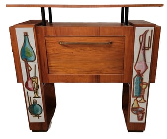 60s Giusepe Scapinelli Tile and Wooden Bar Commode