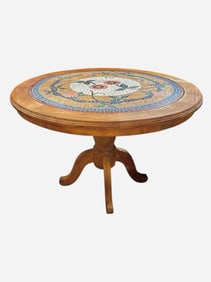 Handmade Mosaic French Tile Top Round Bistro Table