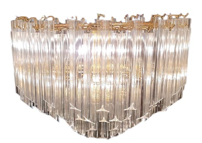 Mid Century Large Three Tier Lucite Waterfall Chandelier