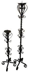 Set of Two Antique Iron Candlsticks