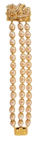 Original Vintage Rare Miriam Haskell Pearl Crystal Bracelet