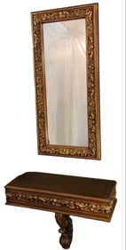 Hollywood Regency Wall Mirror and Console